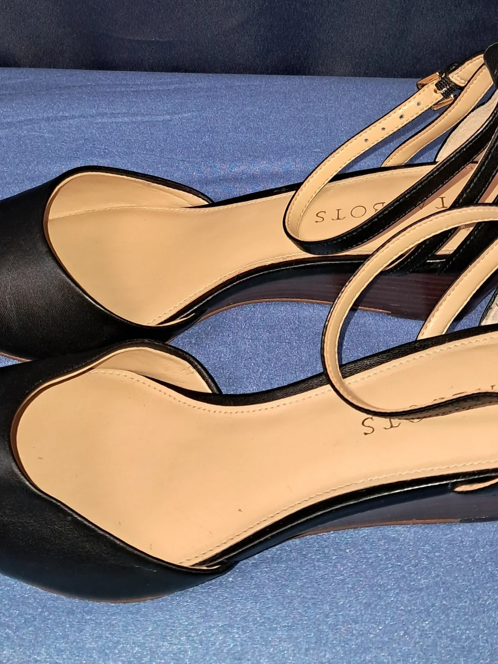 Talbots Black and Tan Leather Wedge Sandals